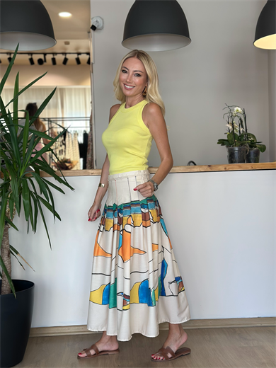 Renkli Volanlı Etek