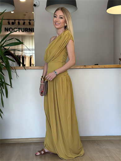 Sandy Kumaş Drapeli Olive Elbise Askı0052