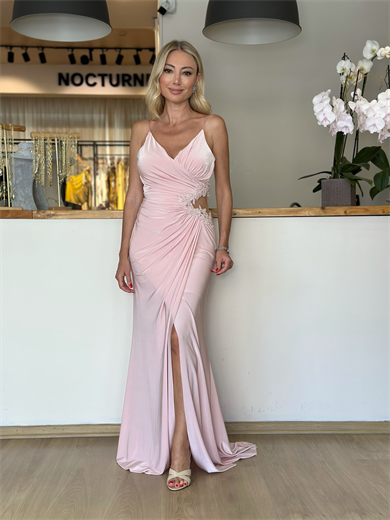 Sandy Kumaş Pudra Tasarım Elbise Askı00250
