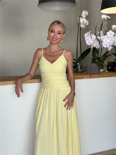 Sarı Keten Elbise Askı00227