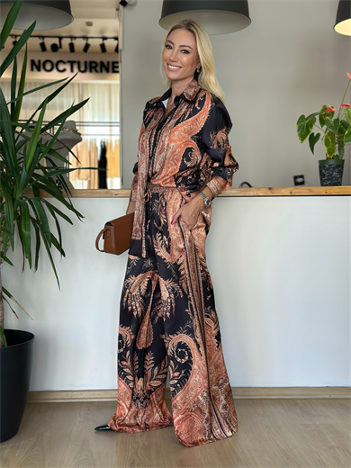 Saten Kahve Desen Takım Askı0036