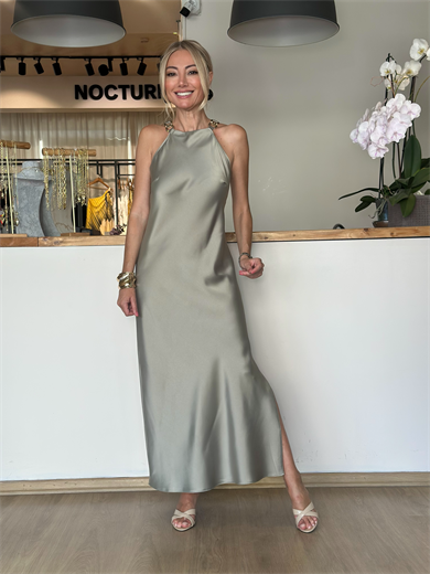 Saten Mint Modern Elbise Askı00246