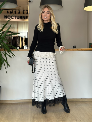 Saten Pauntiyeli Dantel Detaylı Etek Askı0017