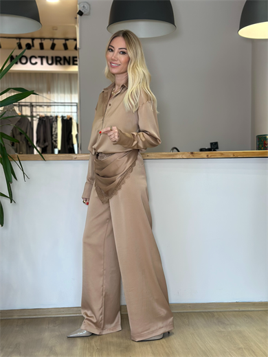 Saten Şal Detaylı Pantolon Askı0052