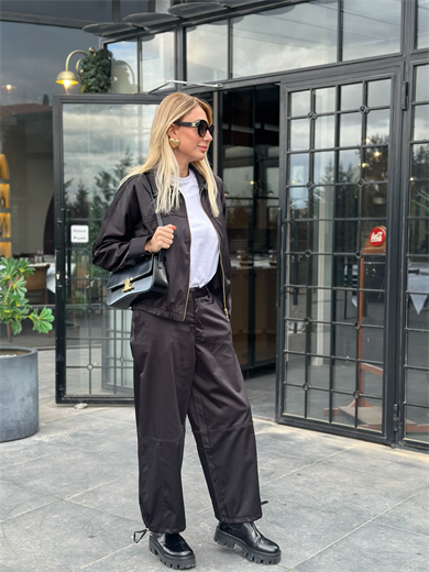 Saten Siyah Berlin Pantolon Askı0042