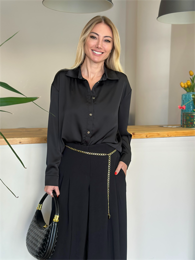 Saten Siyah Gömlek askı00205