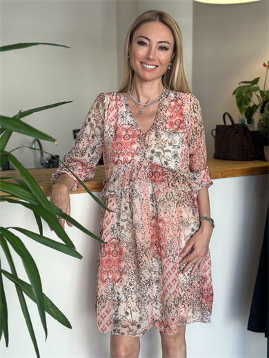 Şifon Renkli Elbise