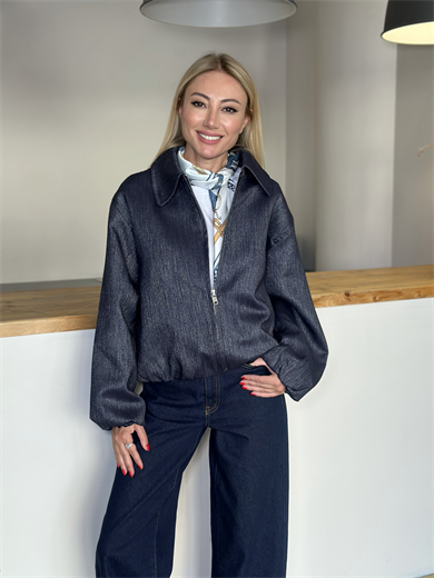 Simli Lacivert Bomber Ceket Askı00383