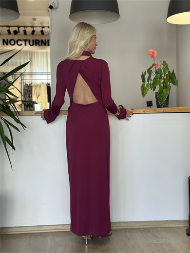 Sırt Dekolteli Fuşya Elbise Askı0071