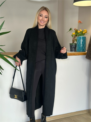 Siyah Açık Şal Yaka Hırka Askı00338