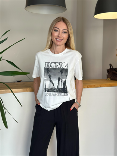 Siyah Baskı Detaylı Tshirt Askı0059