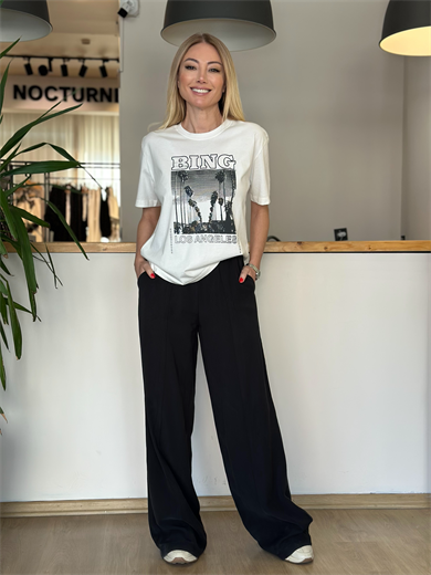 Siyah Baskı Detaylı Tshirt Askı0059