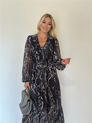 Siyah Desenli Elbise Askı008