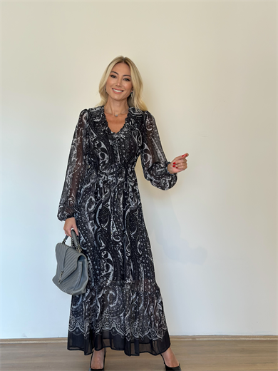 Siyah Desenli Elbise Askı008