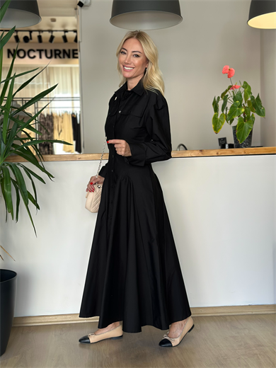 Siyah Gömlek Elbise Askı0075