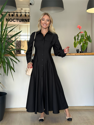 Siyah Gömlek Elbise Askı0075