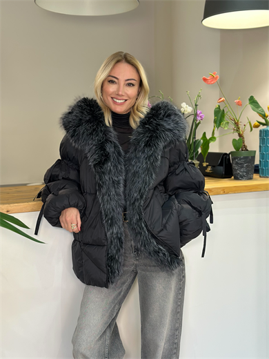 Siyah Kürk Detaylı Mont Askı00248