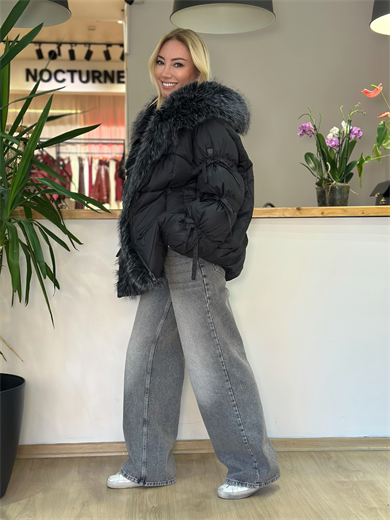 Siyah Kürk Detaylı Mont Askı00248