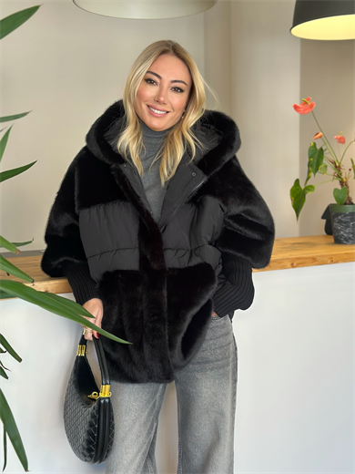 Siyah Modern Tüylü Mont Askı00221