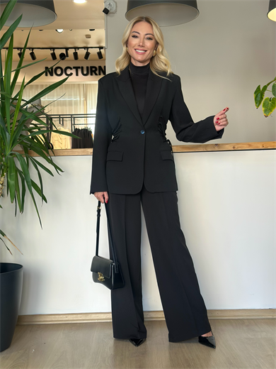 Siyah Palazzo Pantolon Askı00170