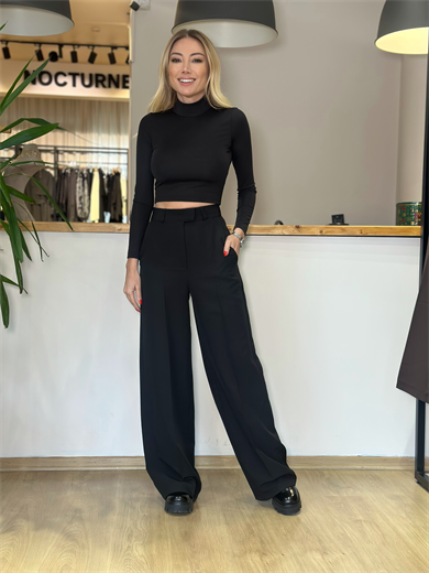 Siyah Palazzo Pantolon Askı0064