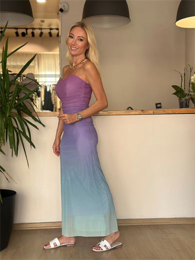 Straplez Mor Geçişli Elbise Askı0061