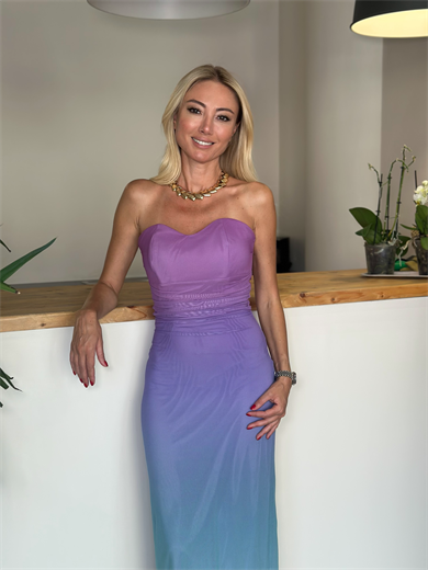 Straplez Mor Geçişli Elbise Askı0061