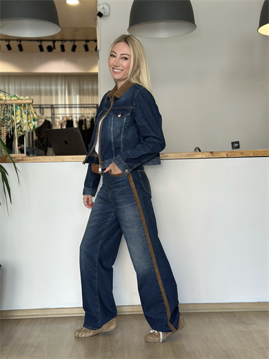Süet Detaylı Jean Askı00372