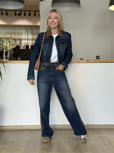 Süet Detaylı Jean Askı00372