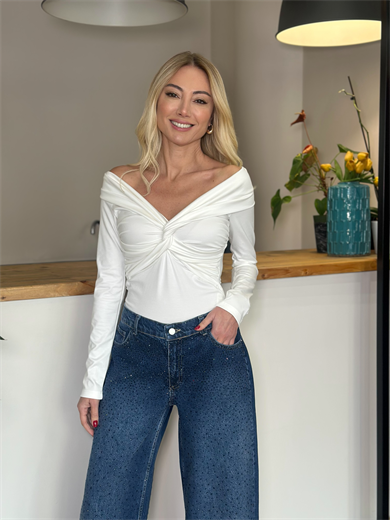 Taş Detaylı Geniş Paça Jean Askı00373