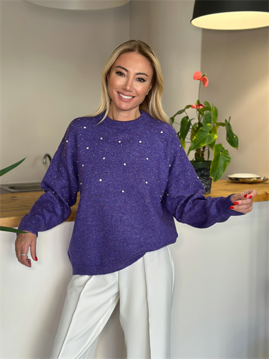 Taşlı Mor Kazak Askı00129