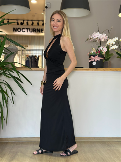Toka Detaylı Lilyum Siyah Elbise Askı00112
