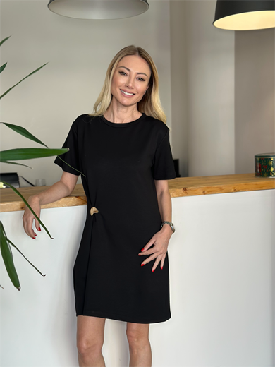 Toka Detaylı Modal Siyah Elbise Askı0042