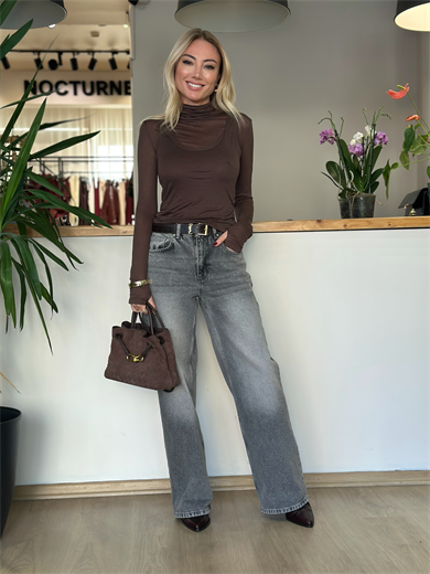 Transparan Kahve Atletli Bluz Askı00246