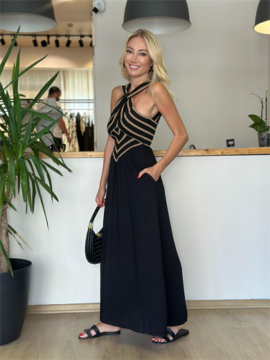 Triko Kahve Siyah Elbise Askı0046