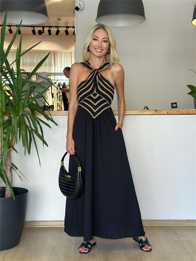 Triko Kahve Siyah Elbise Askı0046