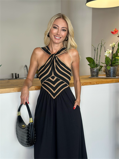 Triko Kahve Siyah Elbise Askı0046