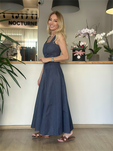 Volanlı Denim Amalfi Elbise Askı00132
