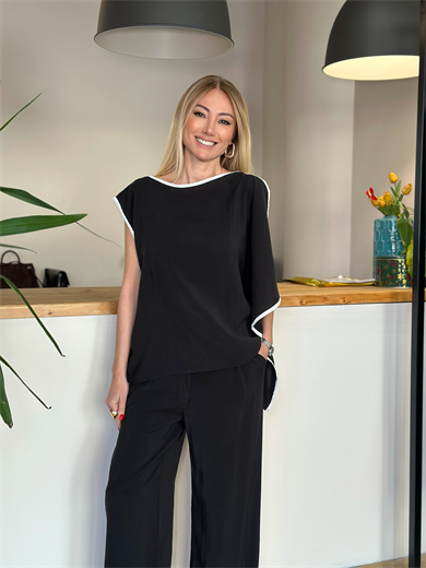 Volanlı Tek Kol Siyah Takım askı00162