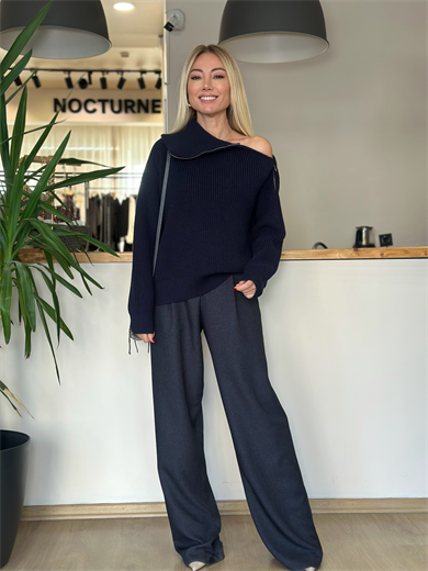 Yandan Fermuarlı Lacivert Kazak Askı00396