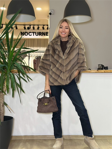 Yarasa Kol Vizon Suni Kürk Askı420