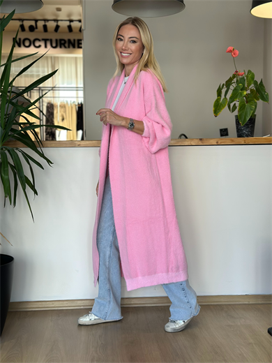 Yumoş Uzun Pembe Hırka Askı00119