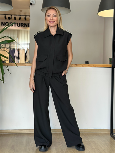 Zımba Detaylı Siyah Modern Takım Askı00222