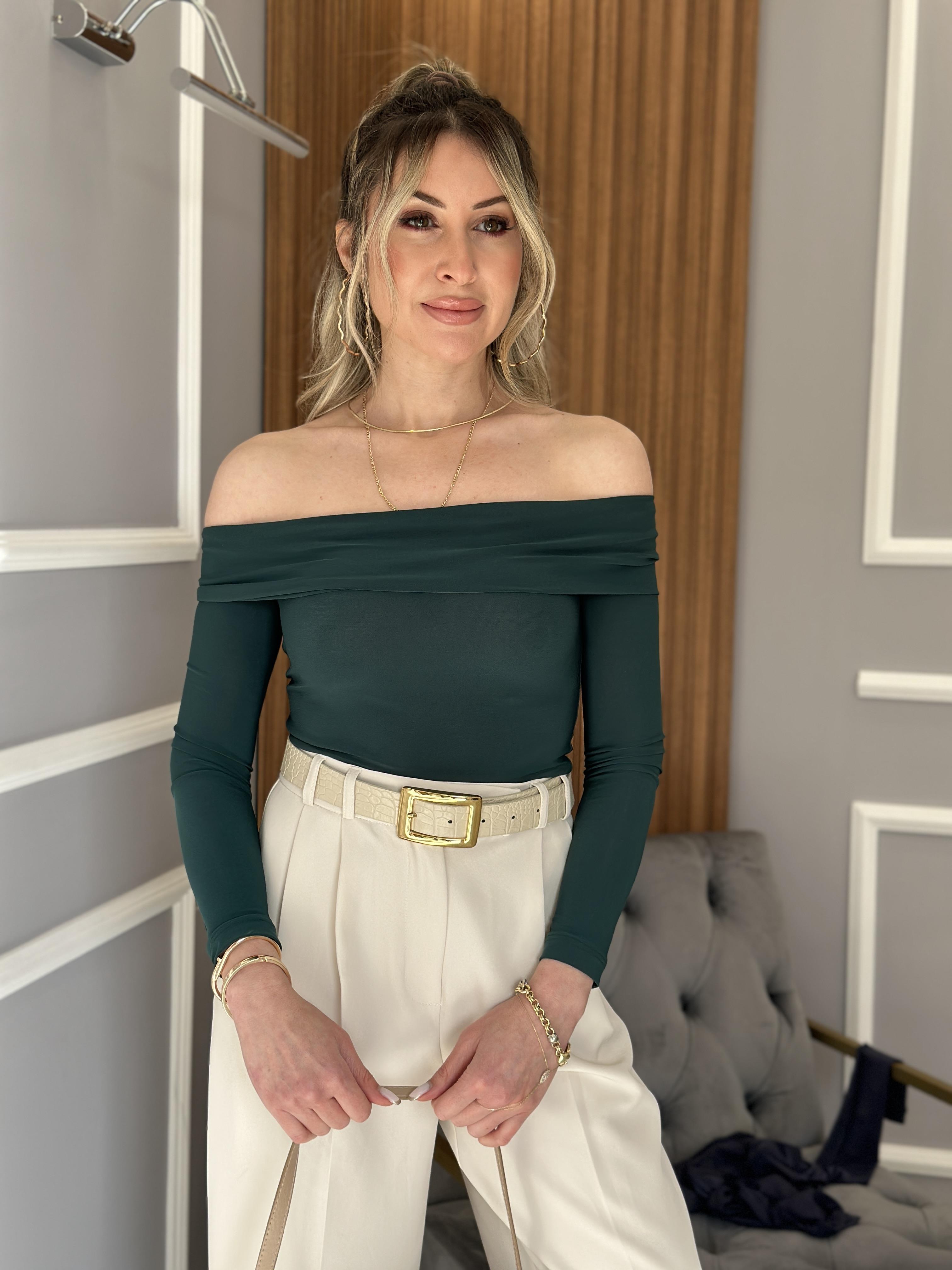 Bluz Madonna Yaka Yeşil