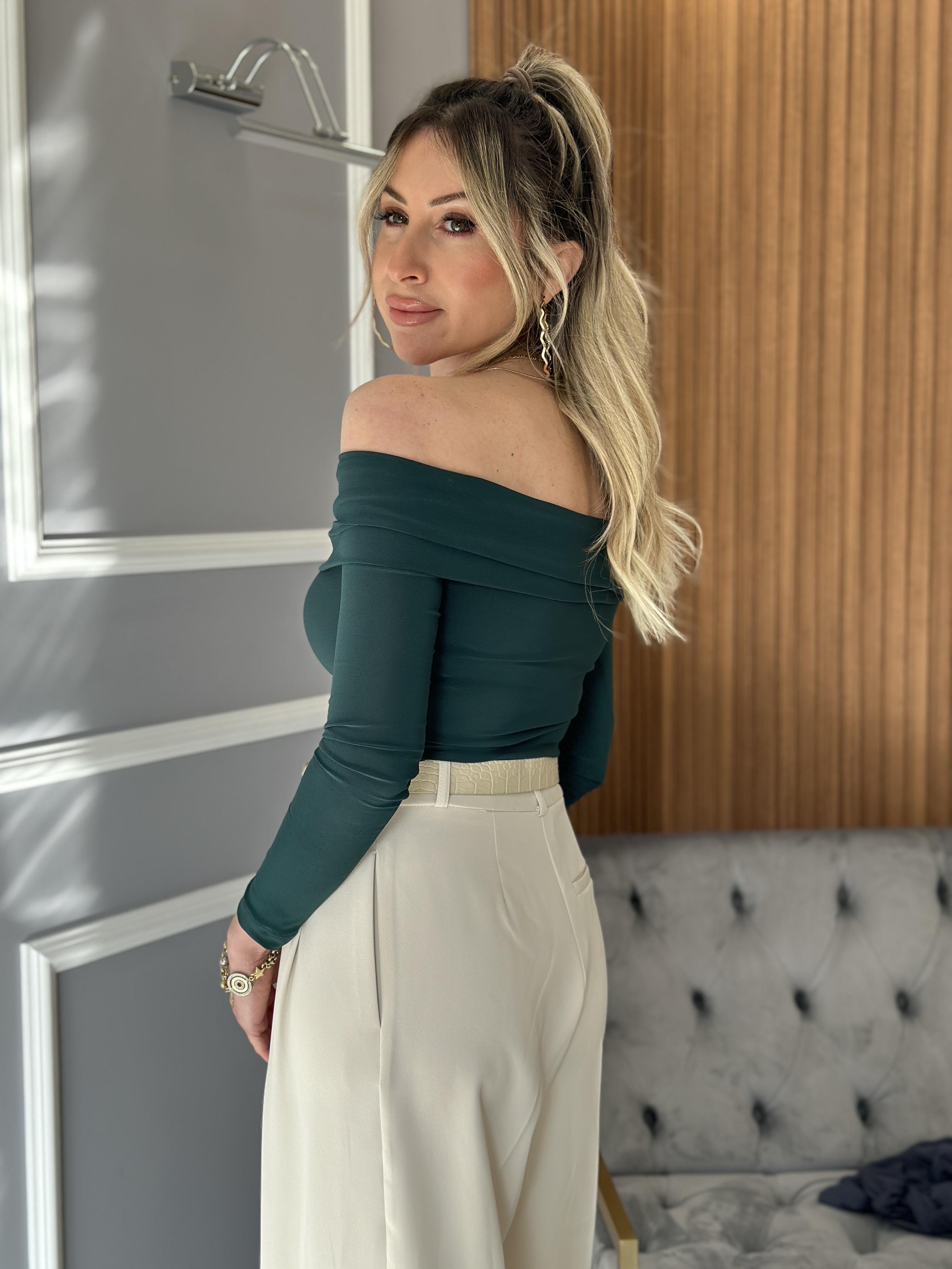 Bluz Madonna Yaka Yeşil