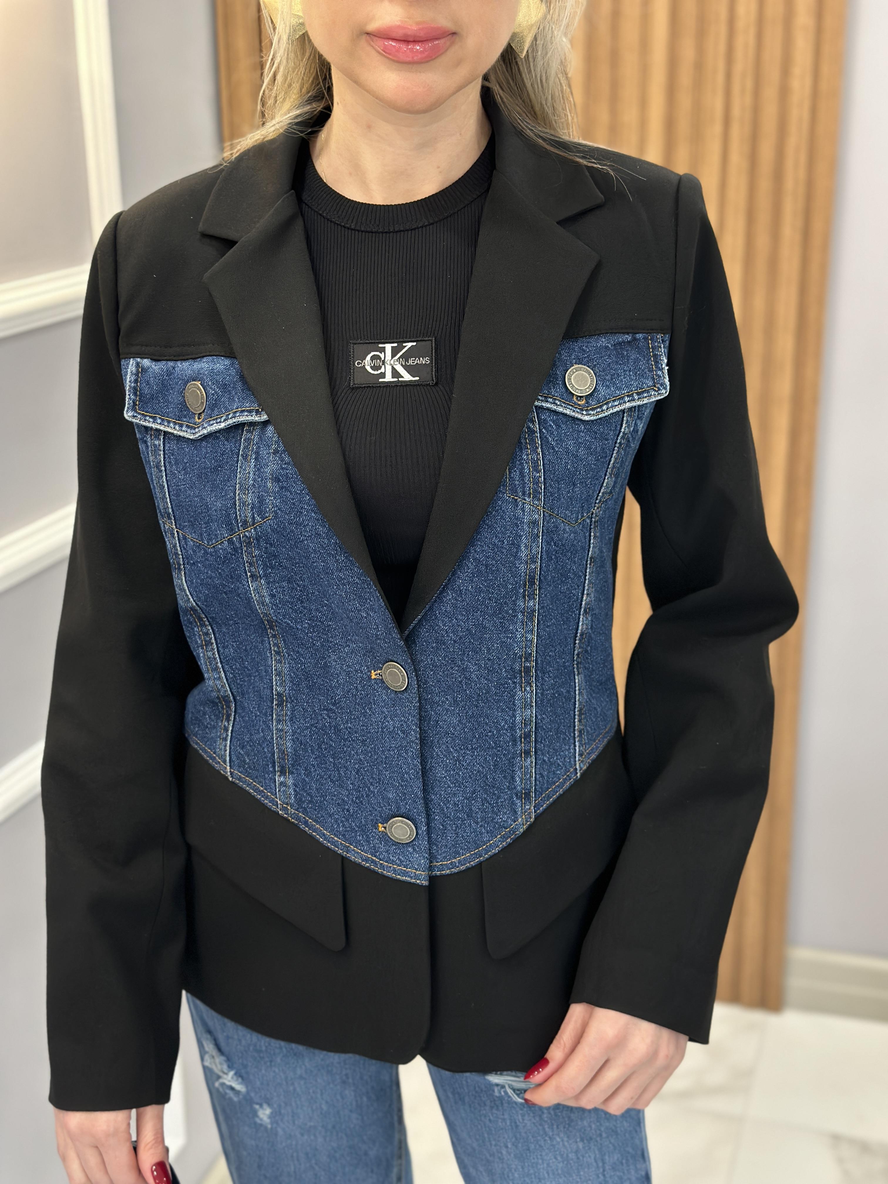 Ceket Blazer Kot Detaylı Siyah