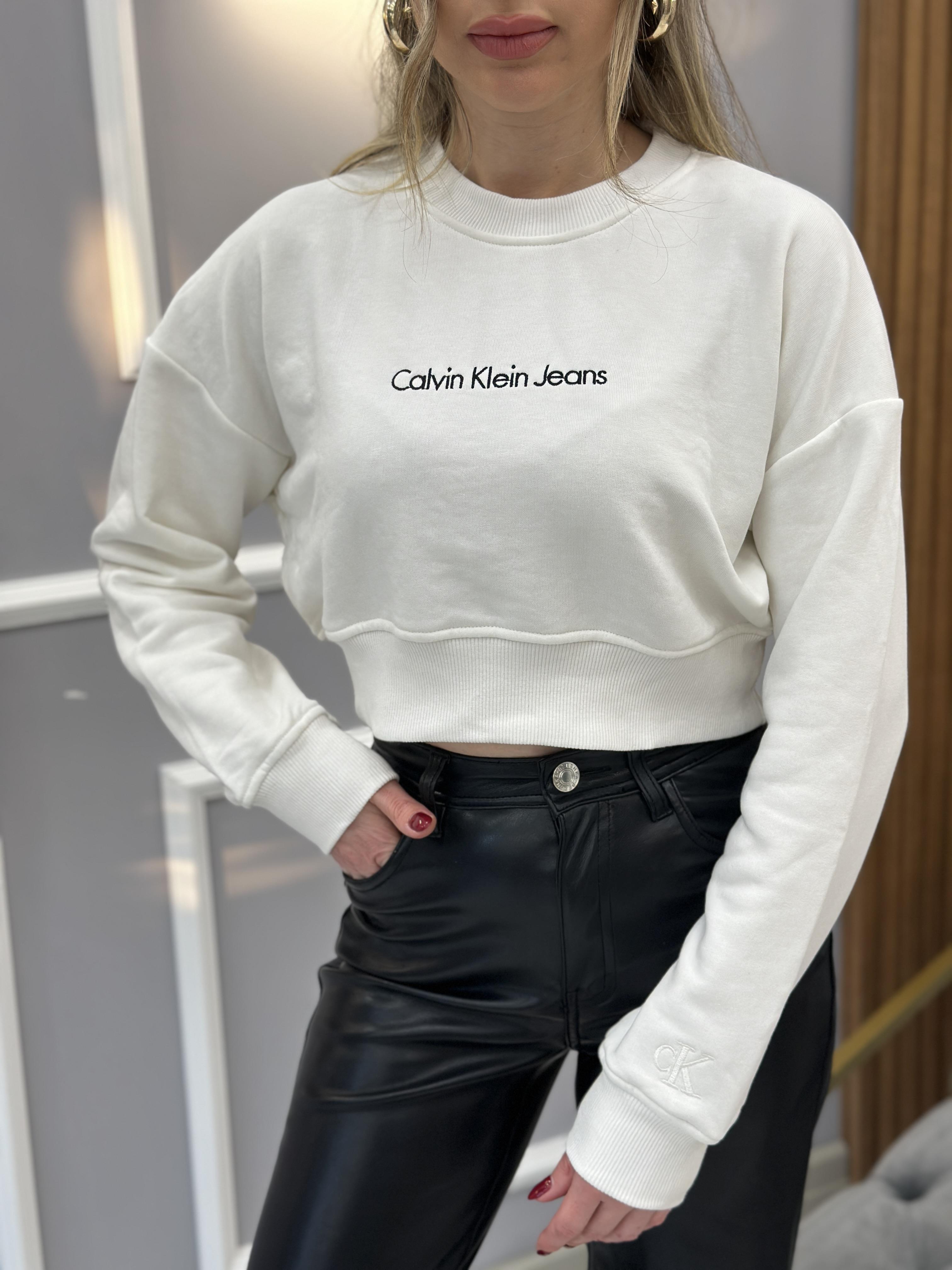 Cn Sweatshirt Yazı Detaylı Boyu Kemerde Ekru