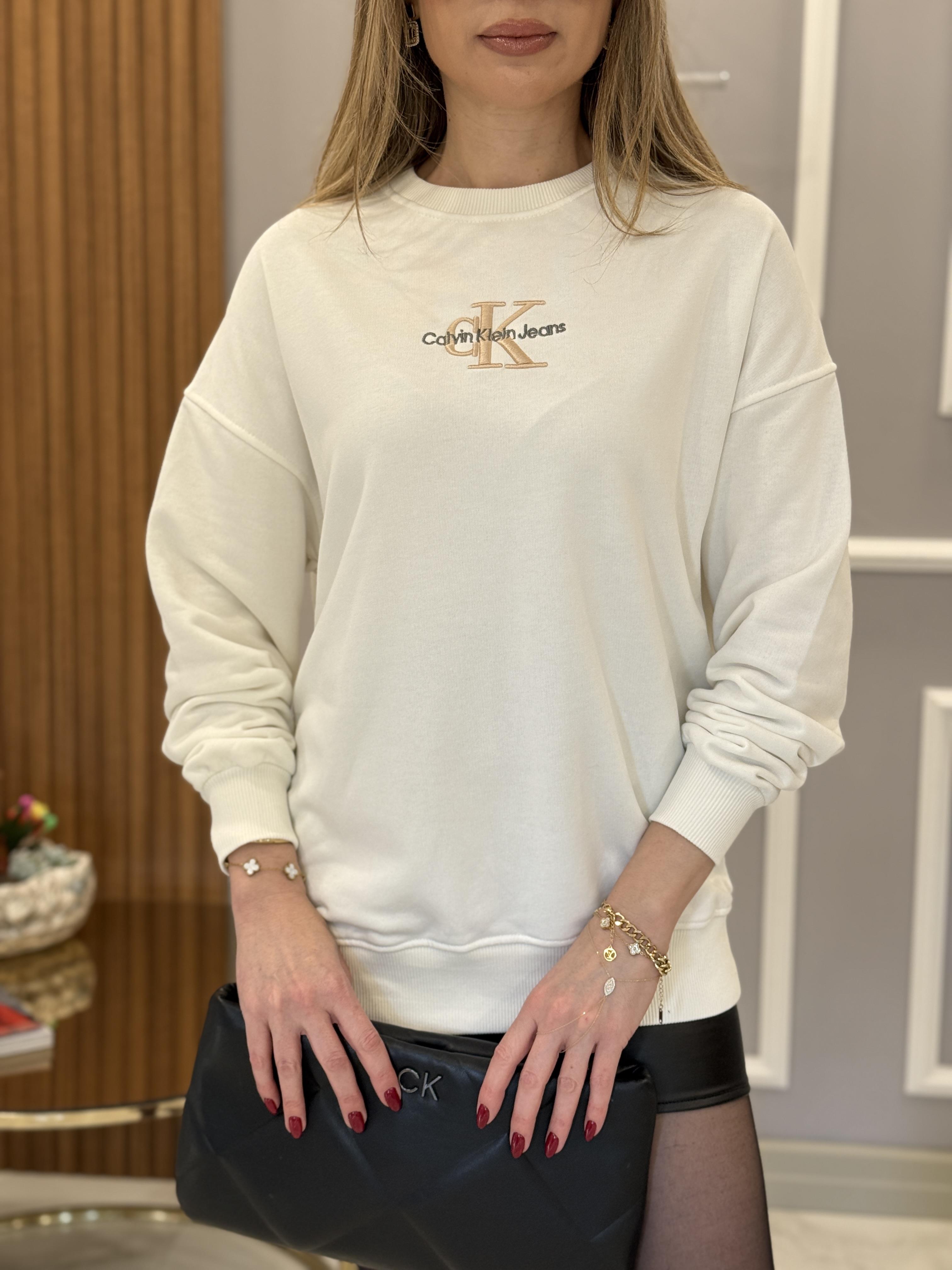 Cnk Nakış Yazılı Beyaz Sweatshirt 65cm