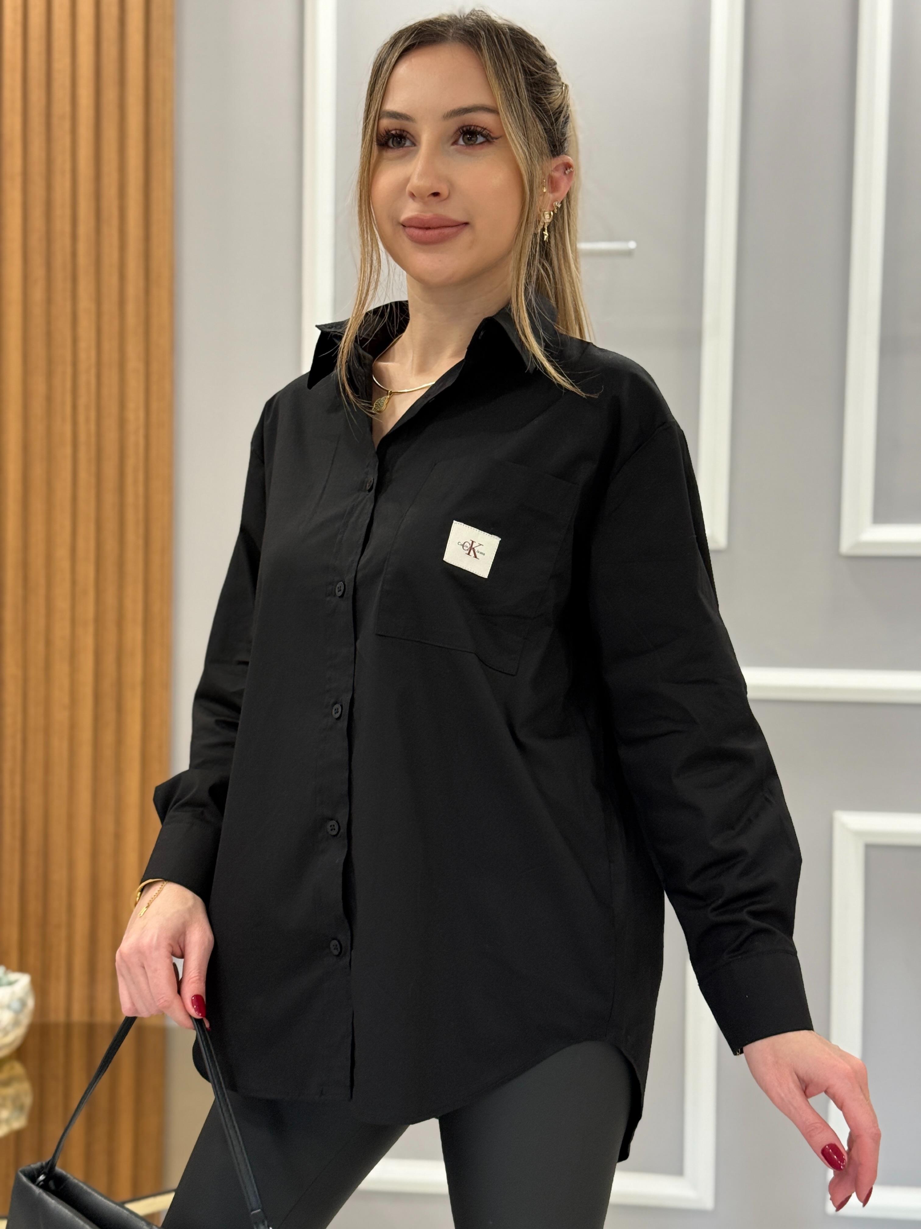 Cnk Oversize Siyah Gömlek 