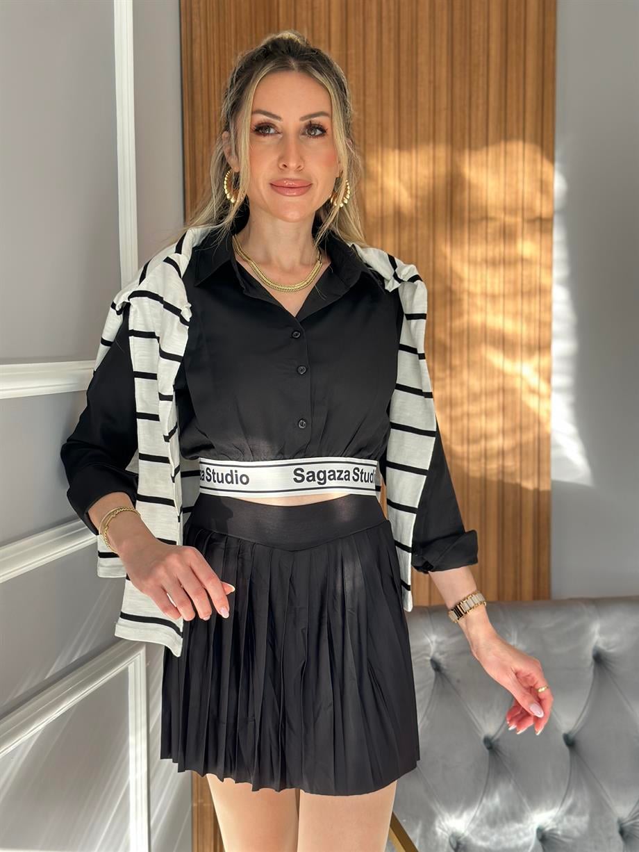 Etta Crop Gömlek Siyah